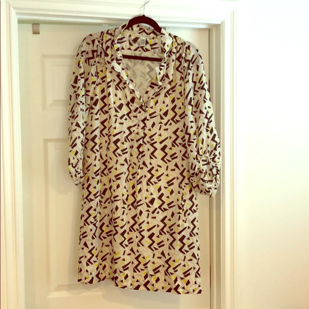 Diane Von Furstenberg geometric print silk dress.